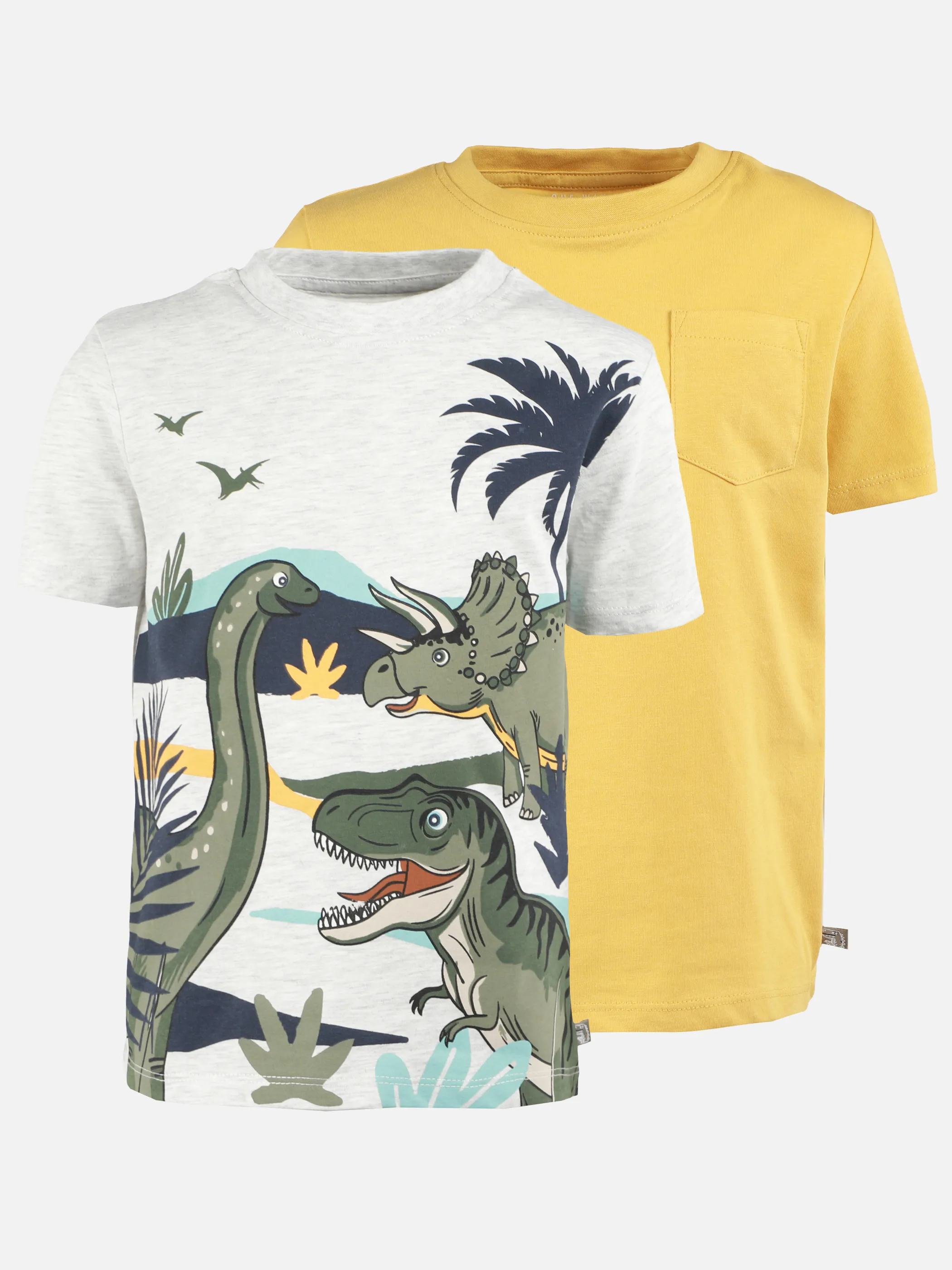 One Way MB T-Shirt 2pcs Pack grau mit dino fp + gelb Grau 922256 GRAU 1